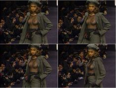 Засветы голой груди Тайры Бэнкс на подиуме фото #8