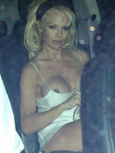 Голый засвет Памелы Андерсон в машине фото #7